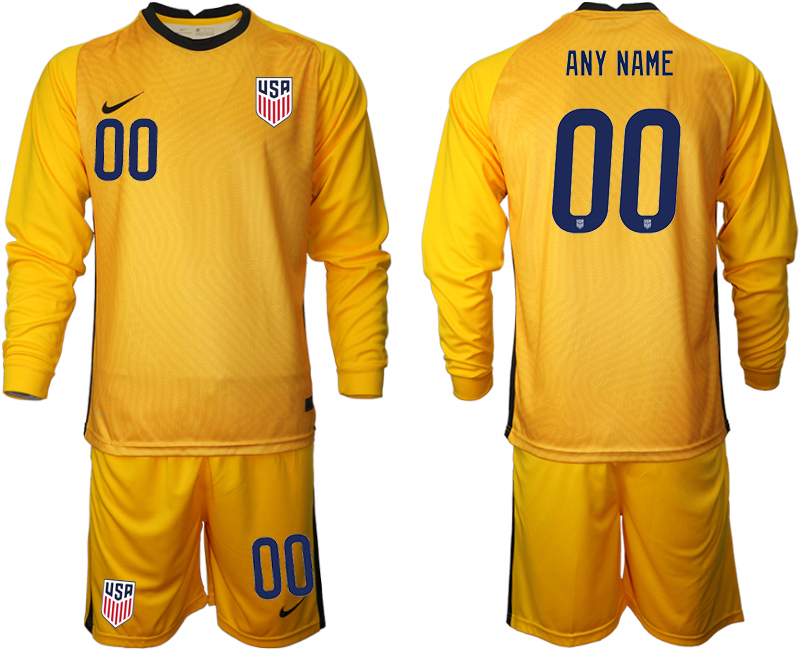 Men 2020-2021 Season National team United States goalkeeper Long sleeve yellow customized Soccer Jersey